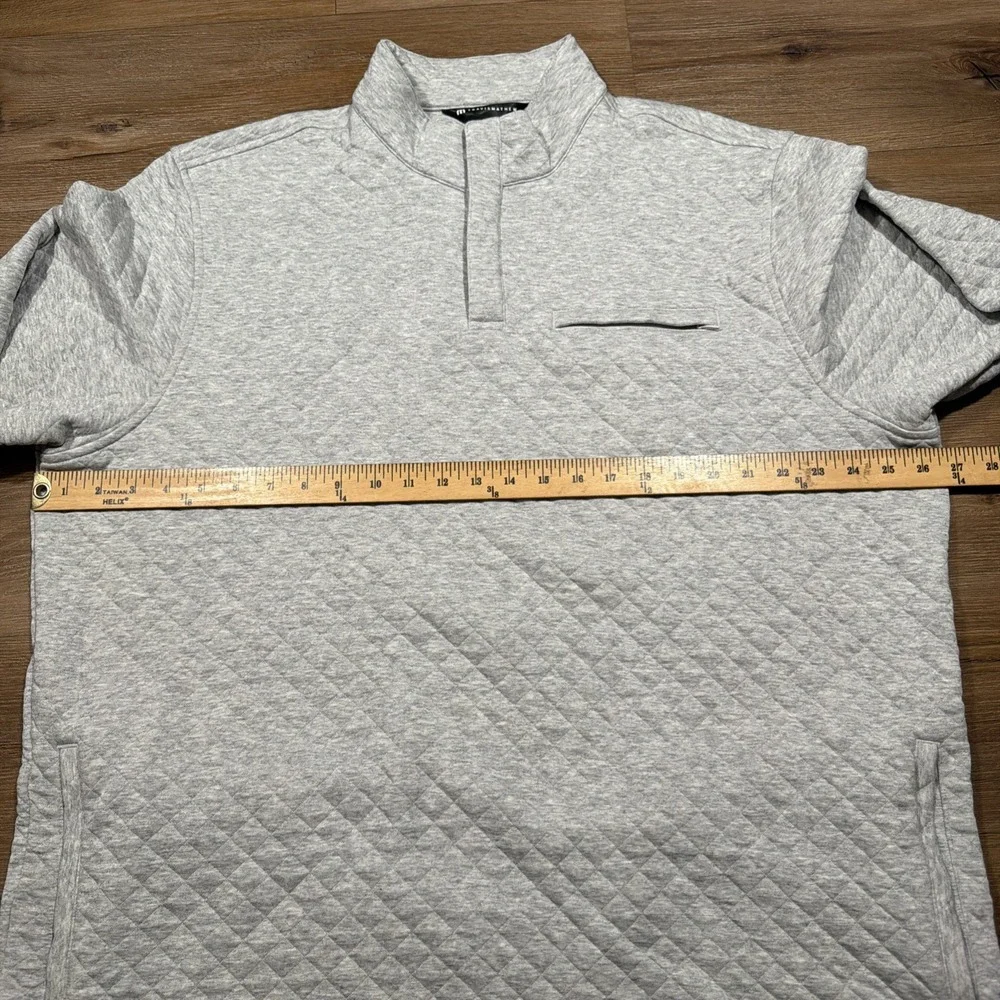 Travis Mathew Men's XXL Transatlantic Quarter Zip Quilted Pullover Sweater Grey